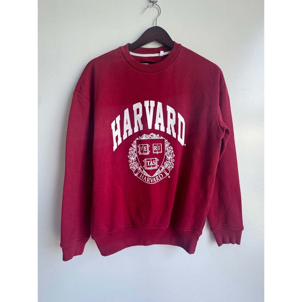 Sinsay Harvard University Sweatshirt Mens XS Burgundy Red Collegiate Crewneck